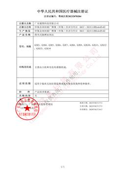 指夾式脈搏血氧儀注冊(cè)證